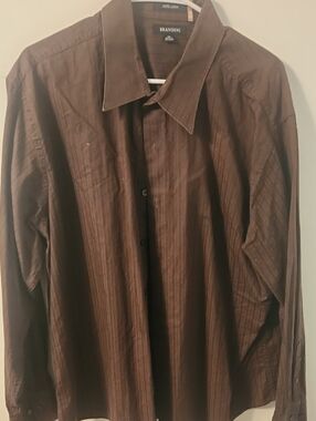 Men’s Brown Cotton Button-Up Shirt Brandini